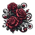 Red Roses Whimsical IllustrationWolf