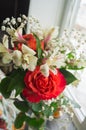 Red roses and white Alstroemeria