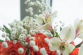 Red roses and white Alstroemeria Royalty Free Stock Photo