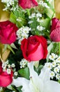 Red roses and white flower bouquet Royalty Free Stock Photo