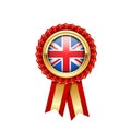 Red rosette with Great Britain flag in gold badge, Britain award