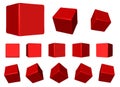 Red rotating cubes VECTOR Royalty Free Stock Photo
