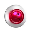 Red Rouble, ruble currency coin icon isolated on transparent background. Russian symbol. Silver circle button.