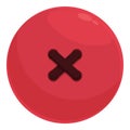 Red round button icon cartoon vector. Classic shirt