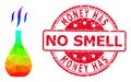 Round Distress Money Has No Smell Badge with Vector Lowpoly Incense Vial Icon with Spectral Colored Gradient Royalty Free Stock Photo