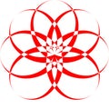 Red round flower logo design and vector,