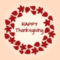 Red round frame and background of autumn leaves for Thanksgiving. Vector