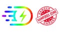 Round Rubber Danger Vampires Zone Stamp With Vector Triangle Filled Electric Voltage Icon with Spectrum Gradient