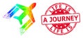 Round Rubber Life Is a Journey Seal Imprint With Vector Lowpoly Aviation Icon with Spectrum Gradient