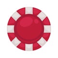 Red round poker chip with striped edge isolated illustration