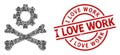 Death Mechanics Icon Recursion Mosaic and Textured I Love Work Stamp Seal