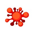 Flat vector icon of red round-shaped virus or bacteria. Structure of disease-causing pathogen under microscope Royalty Free Stock Photo