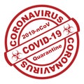Red round stamp. Coronavirus covid -19 , 2019-nCoV quarantine
