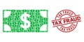 Dollar Banknote Icon Recursion Composition and Scratched Tax Fraud Badge Royalty Free Stock Photo