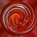 Red, round texture on a red background. 3D image of a circular vortex with white stripes Royalty Free Stock Photo