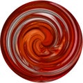 Red, round texture on a white background. Isolated 3D image of a circular vortex with white stripes Royalty Free Stock Photo