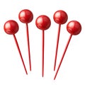 Red Round-Topped Pins Isolated on White Royalty Free Stock Photo