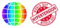 Round Distress World Day Hypertension Stamp Seal With Vector Lowpoly Globe Icon with Rainbow Gradient