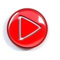 red round video play button icon. Generative AI. Royalty Free Stock Photo