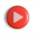 red round video play button icon. Generative AI. Royalty Free Stock Photo