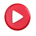 red round video play button icon. Generative AI. Royalty Free Stock Photo