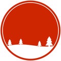 Red round winter landscabe Button for christmas Royalty Free Stock Photo