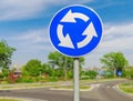 Red roundabout crossroad road traffic sign