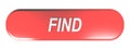 Red rounded rectangle push button FIND - 3D rendering Royalty Free Stock Photo