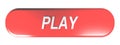 Red rounded rectangle push button PLAY - 3D rendering Royalty Free Stock Photo