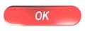 Red rounded rectangle push button OK - 3D rendering Royalty Free Stock Photo