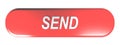 Red rounded rectangle push button SEND - 3D rendering Royalty Free Stock Photo