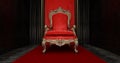 Red royal chair on a red and black background, VIP throne, Red royal throne, Royalty Free Stock Photo