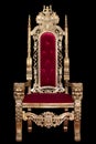 Red royal chair isolated on black background. Royalty Free Stock Photo