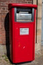 Red Royal Mail Collection box for franked mail only Widnes April 2019 Royalty Free Stock Photo