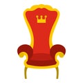 Red royal throne icon, flat style Royalty Free Stock Photo