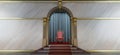 red royal throne, throne room, Red carpet leading to the luxurious throne