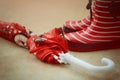 Red rubber boots and umbrella Royalty Free Stock Photo