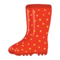 Red rubber boots with yellow polka dots pattern hand drawn cartoon illustration. Royalty Free Stock Photo