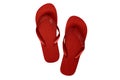 Red rubber flip flops, isolated on a white background Royalty Free Stock Photo