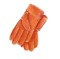 Red rubber gloves for gardening, hand drawn watercolor illustration