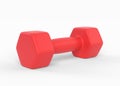 Red rubber or plastic fitness dumbbell isolated on white background Royalty Free Stock Photo