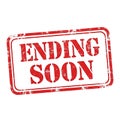 Red rubber stamp with text ending soon isolated on white background Royalty Free Stock Photo