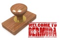 Red rubber stamp with welcome to Bermuda