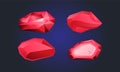 Red ruby diamond mogok swarovski vector illuatration icon voxel 3d editable