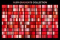 Red ruby glossy gradient, metal foil texture. Color swatch set. Collection of high quality vector gradients. Shiny