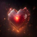Red ruby heart with inner glow. Created with Generative AI Royalty Free Stock Photo
