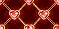 Red ruby heart shaped chain gold cage vector Royalty Free Stock Photo