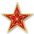Red ruby star as on the Kremlin.Vector illustration on white background.Victory Day.