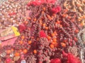 Red rudraksha beads religious Hindu ceremony sprituality