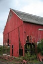 Red ruined barn